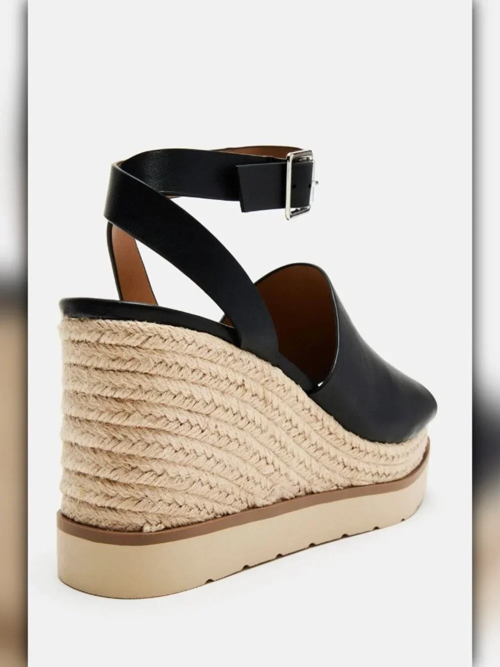 A042-B • Black Espadrille Platform Wedge Sandals